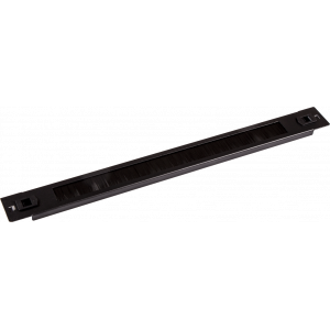 19" 1U blanking panel with brush entry, quick release, black